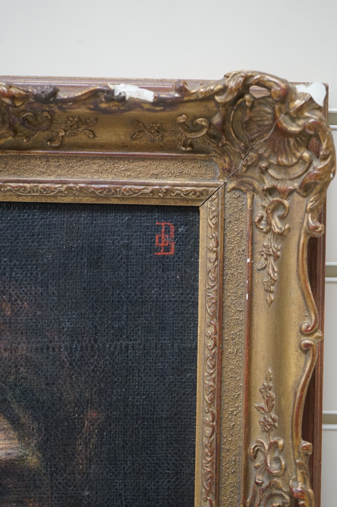 Style of Rembrandt (Dutch, 1606-1669), oil on canvas, Portrait of a gentleman, indistinctly monogrammed upper right, 41 x 29cm, ornate gilt frame